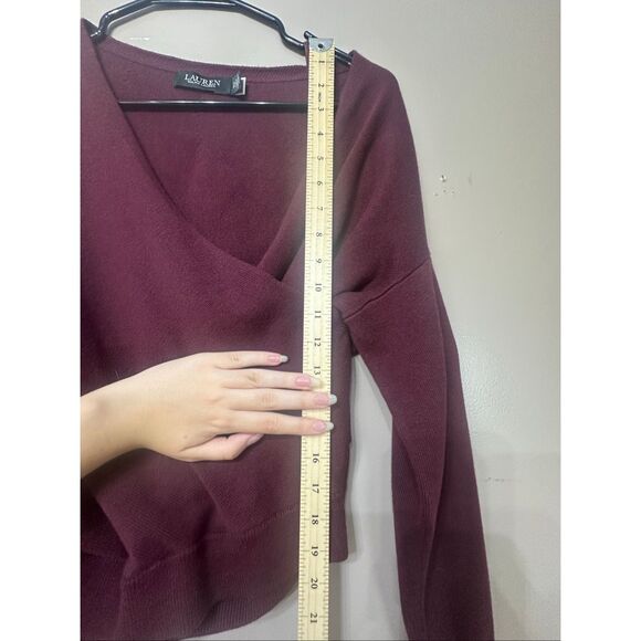 NWOT LAUREN RALPH LAUREN Black Label Sweater Wrap Top S  Cotton-Blend Surplice - Picture 10 of 12